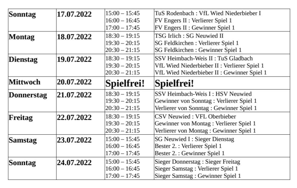 Read more about the article Der Spielplan steht fest