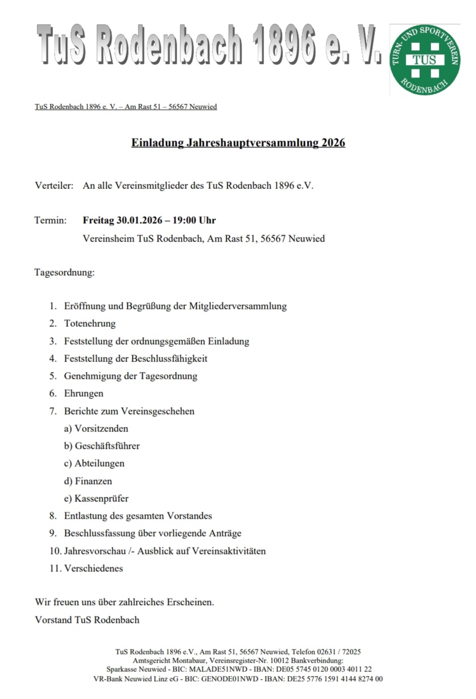 You are currently viewing Jahreshauptversammlung 2026